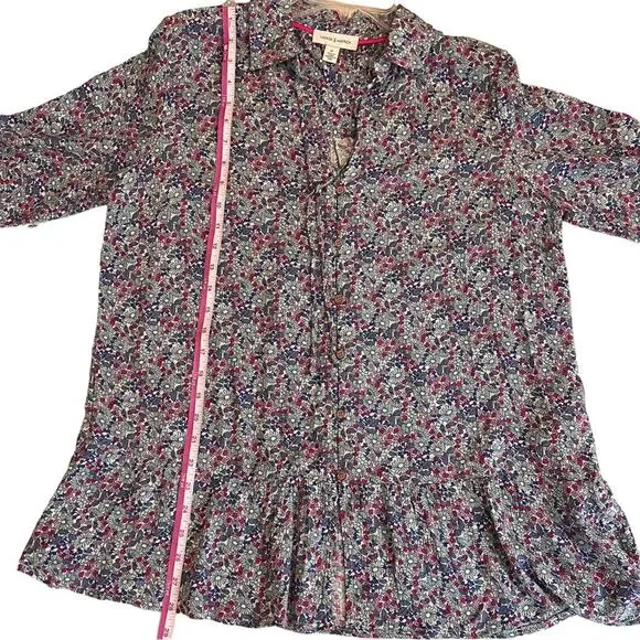 Vintage X America Elsie Women Medium Top Blouse Ditsy Floral Peplum Boho Spring - Picture 13 of 16
